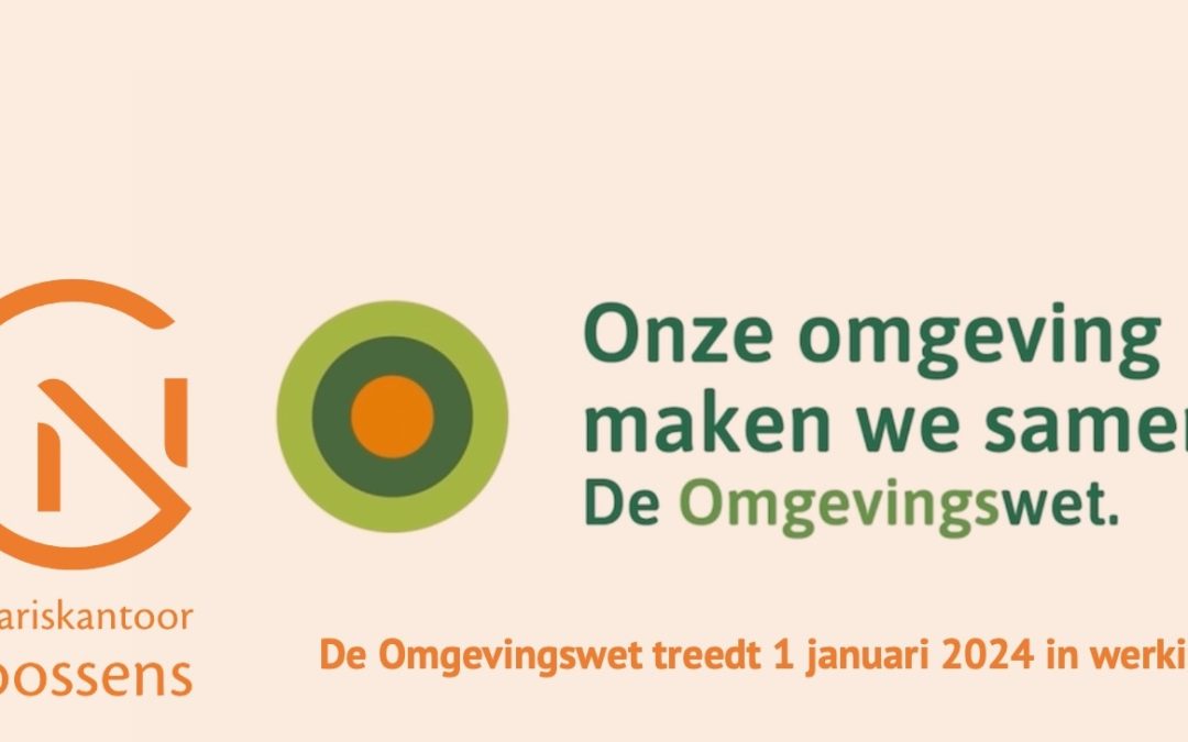 De omgevingswet treedt op 1 januari 2024 in werking